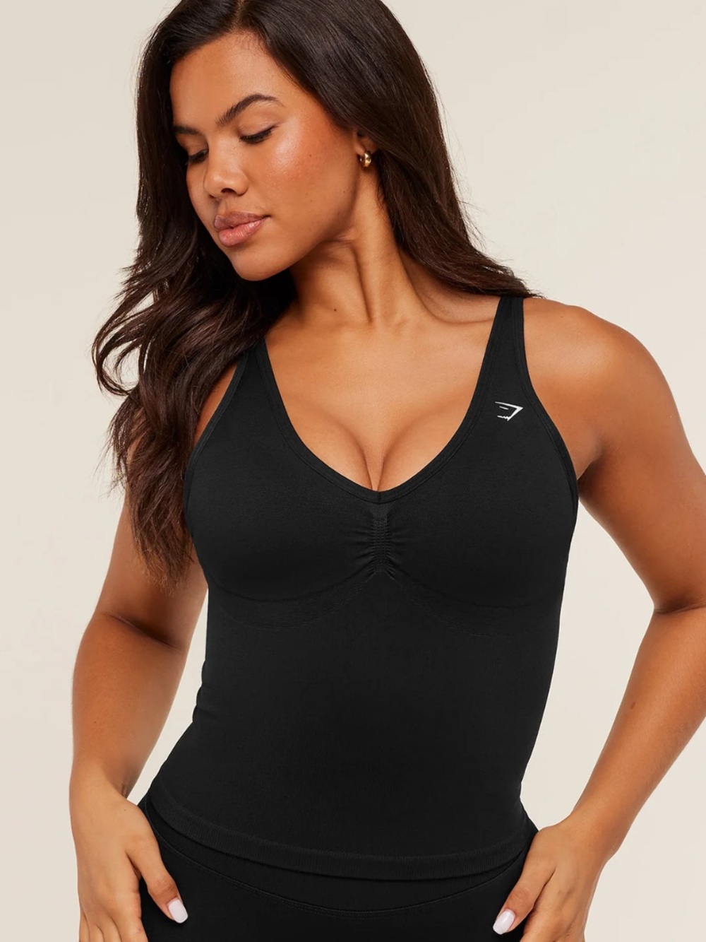 Gymshark Black Seamless Tank with Built-In Shelf Bra
